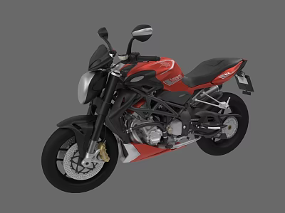 Red and Black Sport Motorcycle With Sleek Design And Black Seat 3d model