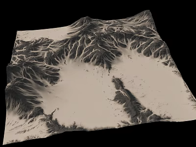 Breathtaking Mountainous Landscape With 3D Topographic Terrain Valleys Ridges And Basins 3d model