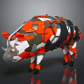 Game Movie Character With Mechanical Armor Orange White Black Hybrid Creature Design