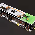 Modern City Bus with Green Roof White Body Yellow Accents and Large Windows