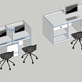 Modern Computer Classroom Interior With Desks Chairs And Computer Monitors 3d model