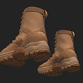 Brown Military Boots With Lace Up Closure Thick Soles And Perforated Design