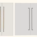 Modern Glass Doors With Gold And Black Handles And City View Background