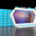 Alkonus Exhibition Hall with Hexagonal Display and Blue Backdrop Wall Featuring Innovation Future
