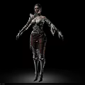 A Woman 3D Model Wearing White Black Top Brown Pants White Boots Fantasy Costume