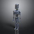 Metallic Robot Character 3D Model with Silver Body and Sleek Mechanical Design 3d model