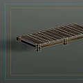 Rustic Wooden Pallet Platform With Solid Wood Slats And Support Structure 3d model