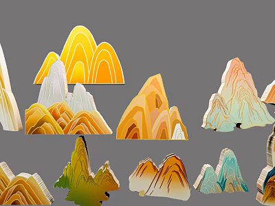 Colorful Artificial Rockery Stones For Garden Landscape Decoration And Ornament 3d model