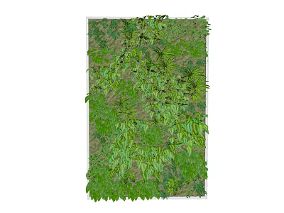 Lush Green Plant Wall With Various Foliage And Natural Decorative Design 3d model