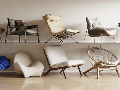Various Stylish Accent Chairs Featuring Modern Designs and Comfortable Upholstery Options 3d model