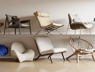 Modern Quiet Leisure Chair Leather Chair Single Chair 3d model