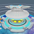 Futuristic Spaceship Design With Illuminated Circular Ring And Glowing Base Elements 3d model