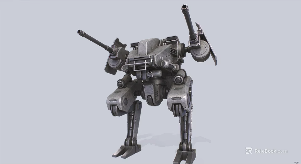Advanced Intelligent Combat Robot With Multiple Cannons And Sturdy Mechanical Legs 3d model 