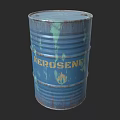 Blue Industrial Kerosene Barrel With Rusty Surface And Visible Label 3d model