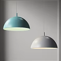 Modern Hemispherical Pendant Lights in Blue and Gray for Interior Space 3d model