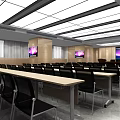 Modern Conference Room Interior With Rows Of Chairs And Multiple Screens