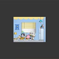 Cute Cartoon Themed Indoor Scene With Blue Walls Yellow Decor And Stuffed Toys