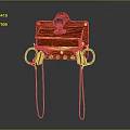 Red Digital Phone Accessory Holder With Chain Straps And Top Knob For Secure Smartphone Use