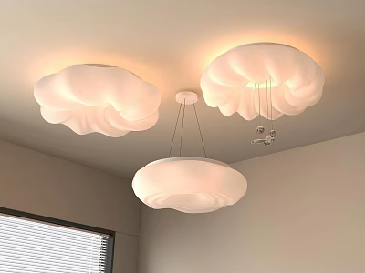Modern Cloud Shaped White Ceiling Lights In Indoor Room Interior 3d model