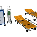 Medical Equipment With Mobile Stretchers Emergency Carts And Oxygen Cylinders For Hospital Use