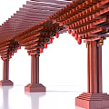 Traditional Wooden Pergola with Red Lanterns Columns and Classic Design