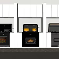 Modern Kitchen With Built in Appliances White Cabinets And Stoves With Pots