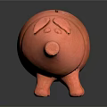 Hand Carved Clay Piggy Bank Sculpture With Decorative Details And Craftsmanship