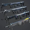 Modern Rifles With Different Futuristic Designs And Decorative Details