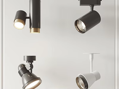 Modern Black and White Downlights and Spotlights for Home Interior Lighting 3d model