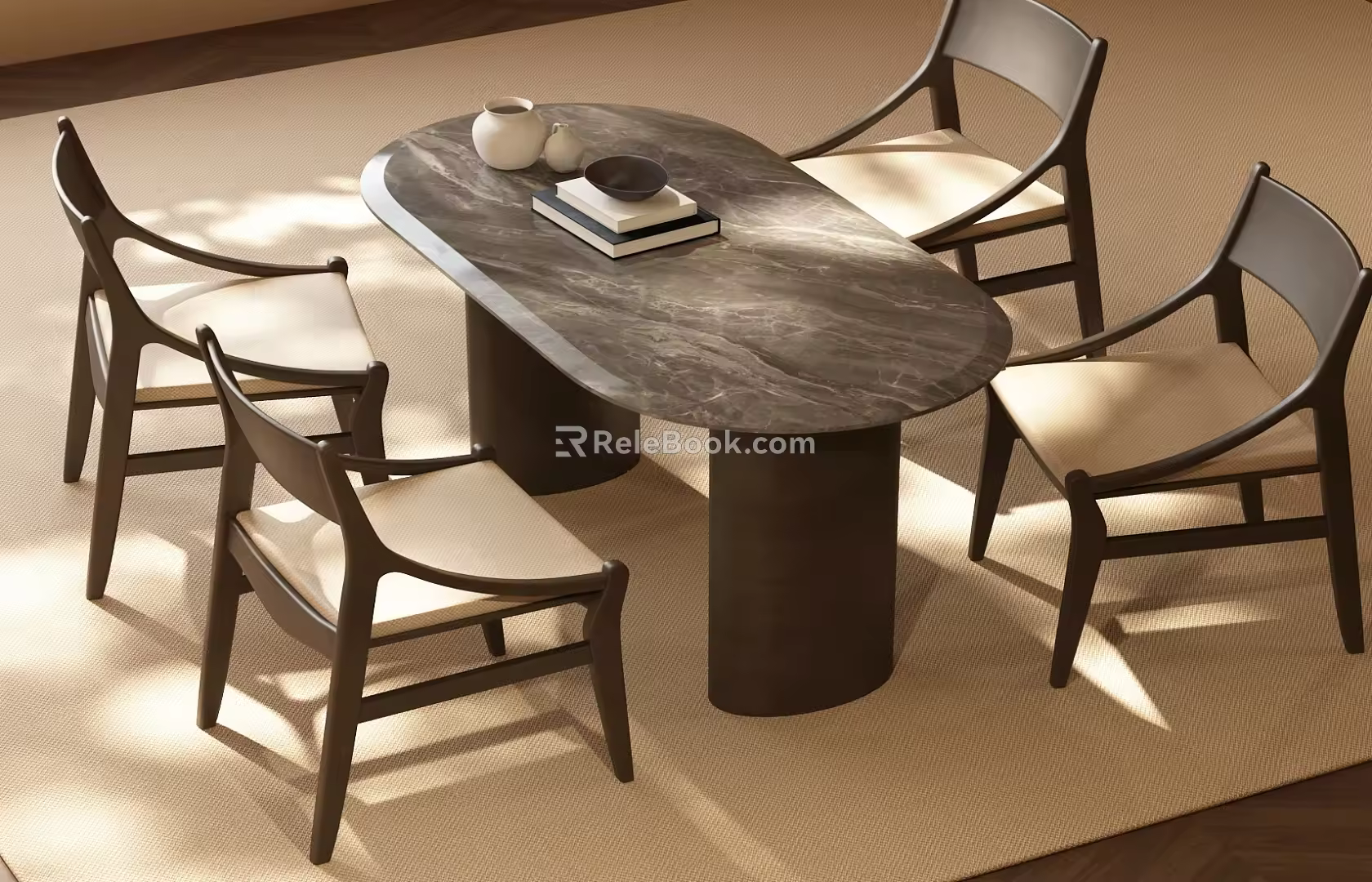 Modern Dining Chair Modern Middle-style Dining Table and Chair Middle-style Dining Table and Chair 3d model