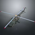 Military Camouflage Helicopter With Main Rotor Tail Rotor Side View And Gray Background
