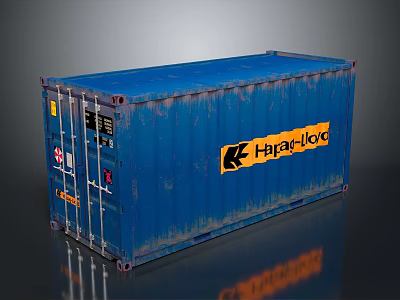 Happylov Blue Rusted Storage Container Ideal for Storing Household Living Essentials with Yellow Logo 3d model