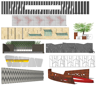 modern landscape wall 3d model