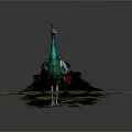 Stunning Peacock Displaying Vibrant Green Blue Feathers With Fanned Tail Eye Spots