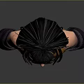 Game Movie Character With Long Black Hair Yellow Top Purple Sleeves And Red Facial Makeup