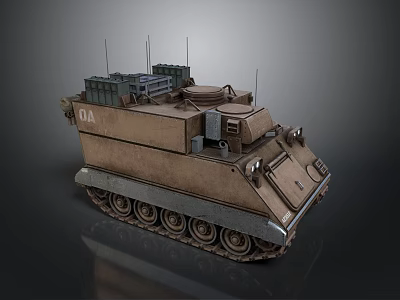 Military Armored Tank Desert Brown Color With Tracks Antenna And 01 Marking 3d model