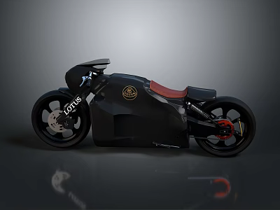 Black Scorpion Motorcycle Featuring Red Seat Sleek Body And Modern Design Emblem 3d model