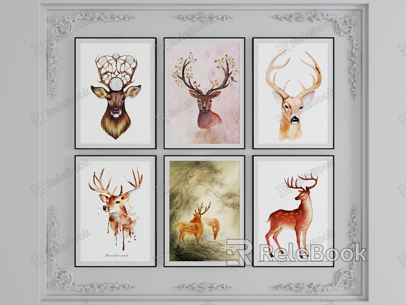 Nordic Animal Painting Decorative Painting model