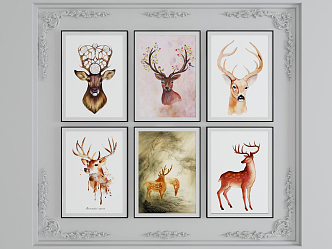 Nordic Animal Painting Decorative Painting 3d model