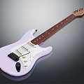 Light Purple Electric Guitar With Wooden Neck Steel Strings Pickups And Control Knobs 3d model
