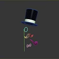 Vintage Black Lifestyle Accessories With Top Hat Bow Tie Mustache And Pipe