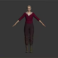A Woman in Maroon V Neck Top and Dark Pants with Brown Boots Arms Outstretched