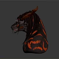 Detailed 3D Demon Character With Red Horns Pointed Ears And Red Tattoos