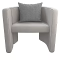 Modern Light Gray Upholstered Accent Chair With Armrests And Throw Pillow