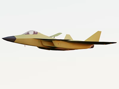 Yellow Fighter Jet Flying in Clear Sky With Modern Sleek Design 3d model