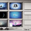 Projection Monitoring System With Multiple Wall Mounted Screens And Surveillance Display Equipment