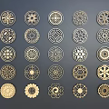 New Chinese-style Carved Round Lattice Window Flower Carved Pattern Combination Round Carved Metal Carved Pattern Combination 3d model