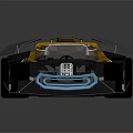 The Yellow Race Car With Open Cockpit Large Rear Wing Black Accents And RTI Logo
