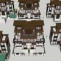 Semi Detached Villa Modern Exterior Design With Multi Story Structure And Large Windows
