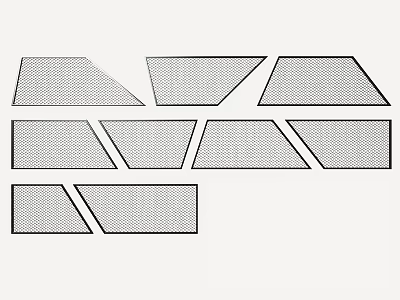 Architectural Building Components With Various Geometric Shapes And Grid Texture 3d model